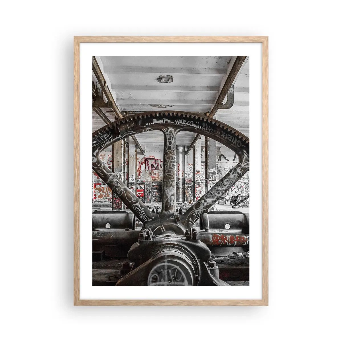 Poster în ramă de stejar deschis - Viața secretă a unei fabrici - 50x70 cm