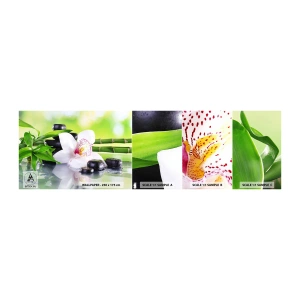 Mostră tapet autocolant Deluxe Sticker - Prospețime răcoroasă - Bambus, Floare, Orhidee - 100x30 cm