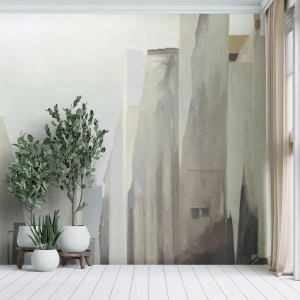 Tapet Standard Eco - Zgârie-nori abstracte în nuanțe pastelate - 100x70cm - Vis urban - Decorațiune modernă pentru perete pentru living și dormitor ARTTOR