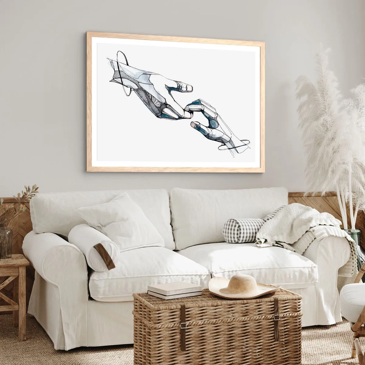 Poster în ramă de stejar deschis - Gest frumos - 91x61 cm