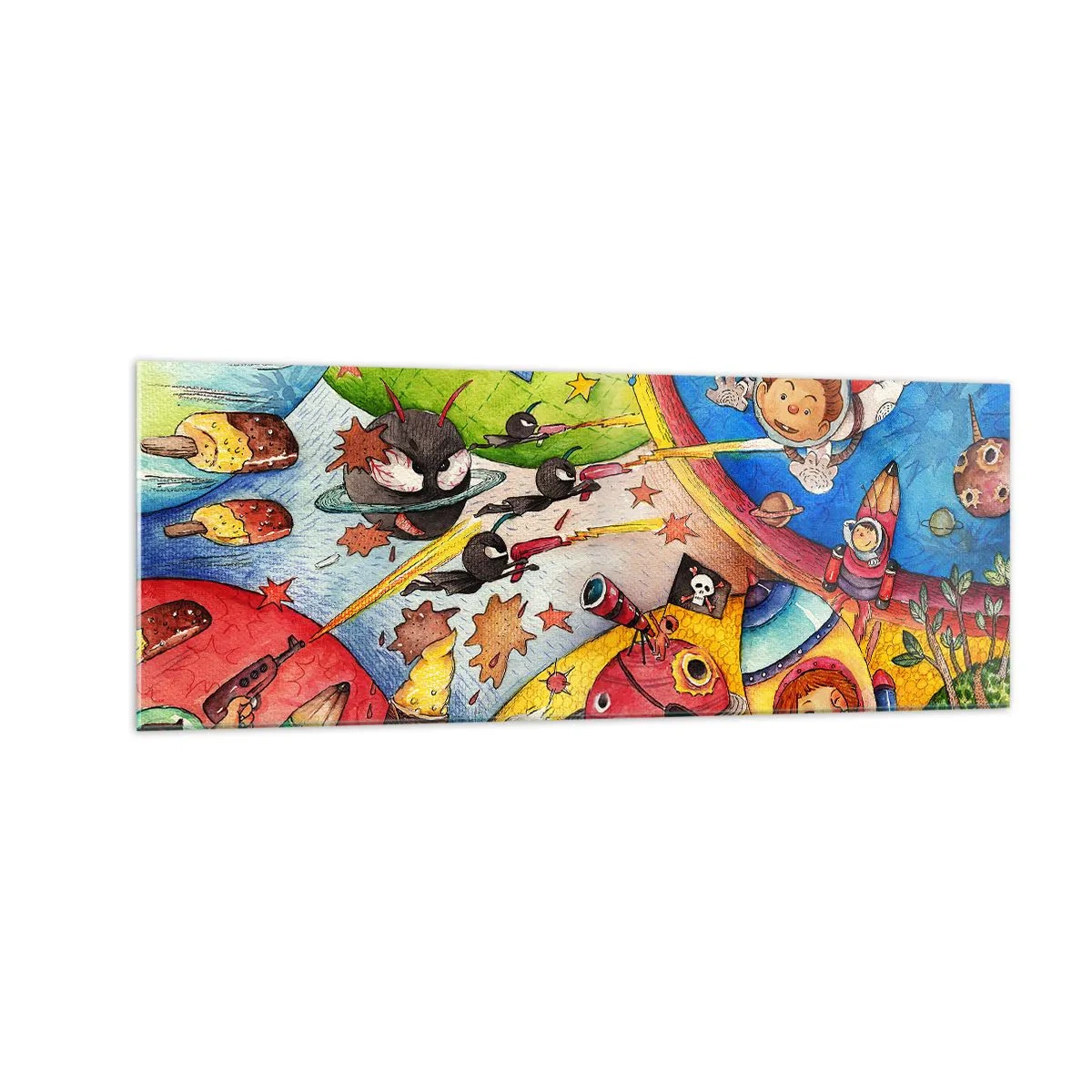 Tablou pe sticlă - O mare aventură spațială - 140x50 cm