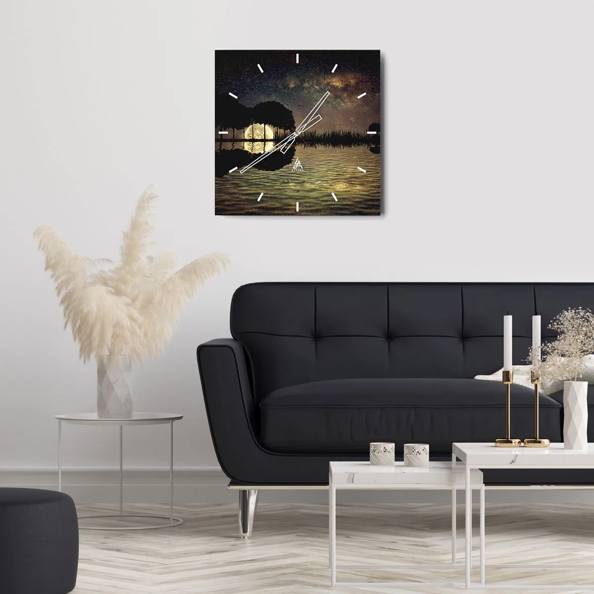 Ceas de perete - Ceas pe sticlă - O noapte la capătul lumii - 30x30 cm