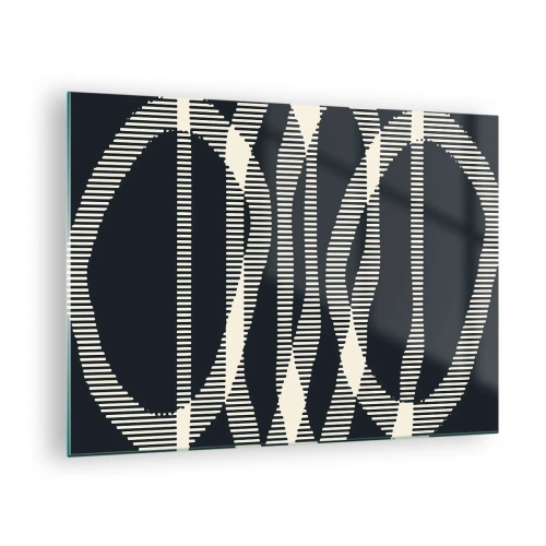 Tablou pe sticlă - Linii geometrice în nuanțe de negru și bej - 70x50cm - Încercare de străpungere a întunericului - Decorațiune modernă pentru perete pentru living și dormitor ARTTOR