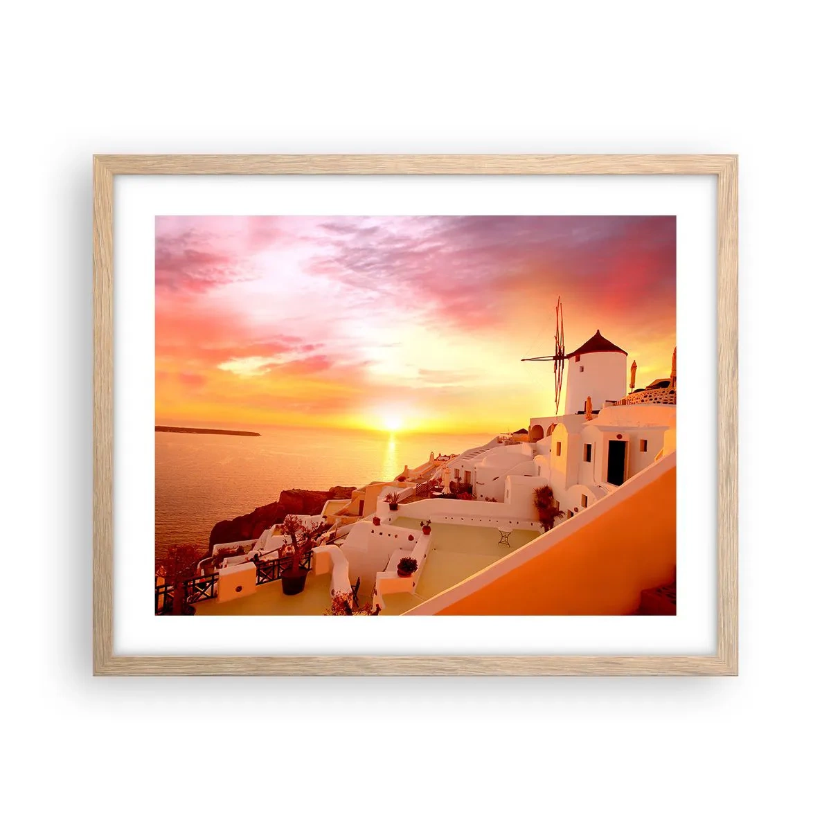 Poster în ramă de stejar deschis - Dizolvându-se în alb și auriu - 50x40 cm