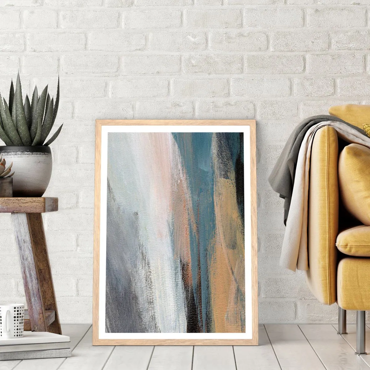 Poster în ramă de stejar deschis - Abstracție: peisaj nordic - 30x40 cm