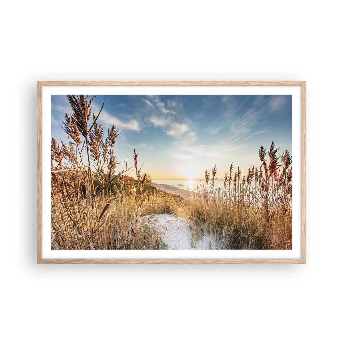 Poster în ramă de stejar deschis - Plaja de nord - 91x61 cm