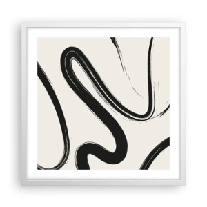 Poster în ramă albă - Capriciu în alb și negru - 50x50 cm