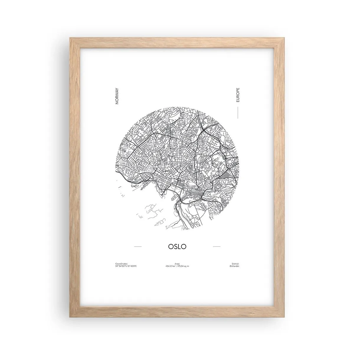 Poster în ramă de stejar deschis - Anatomia Oslo - 30x40 cm