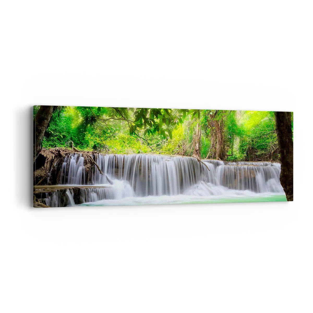 Tablou pe pânză - Cascada verde - 90x30 cm