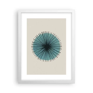 Poster în ramă albă - Radiant pe albastru - 30x40 cm