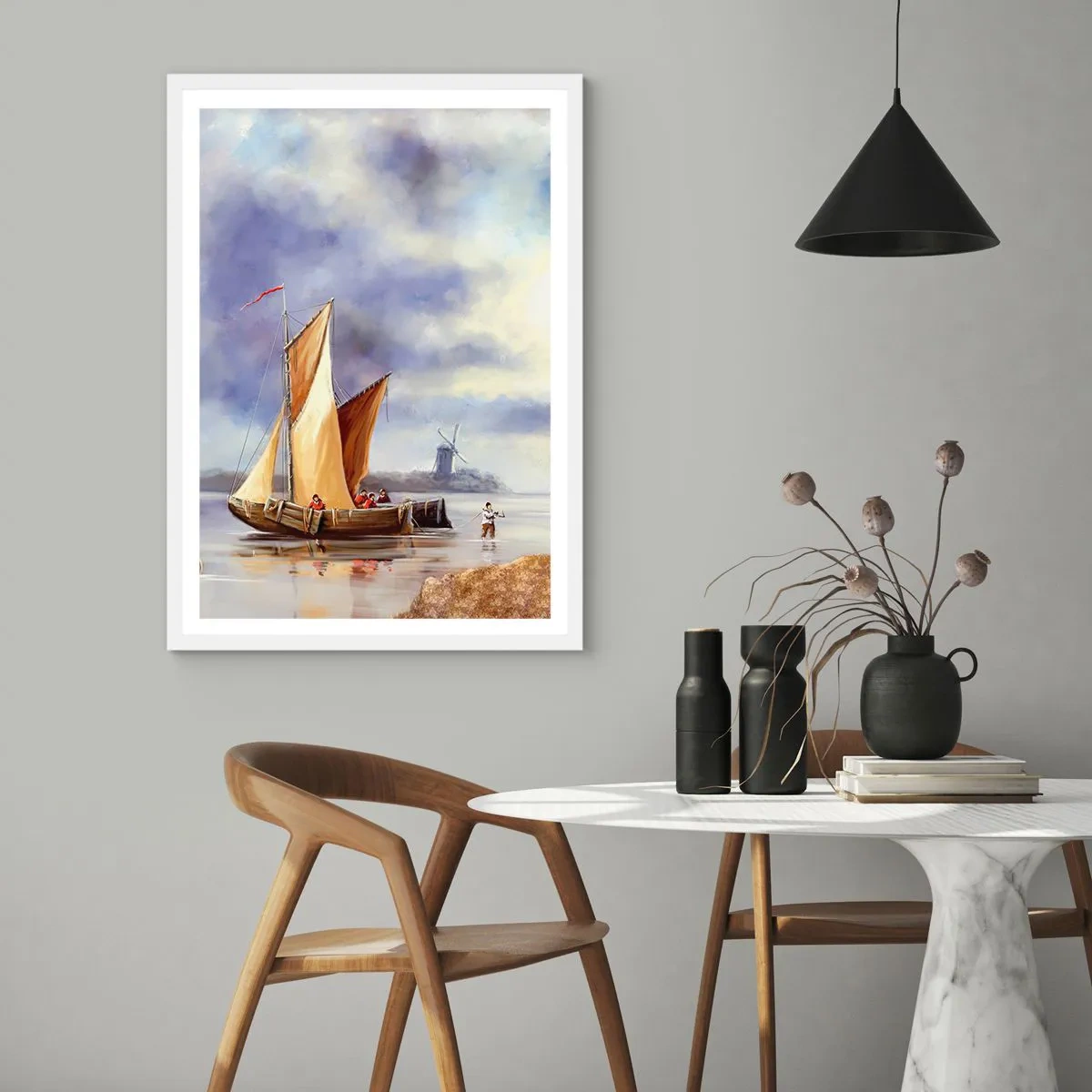 Poster în ramă albă - Întoarcerea marinarilor - 40x50 cm