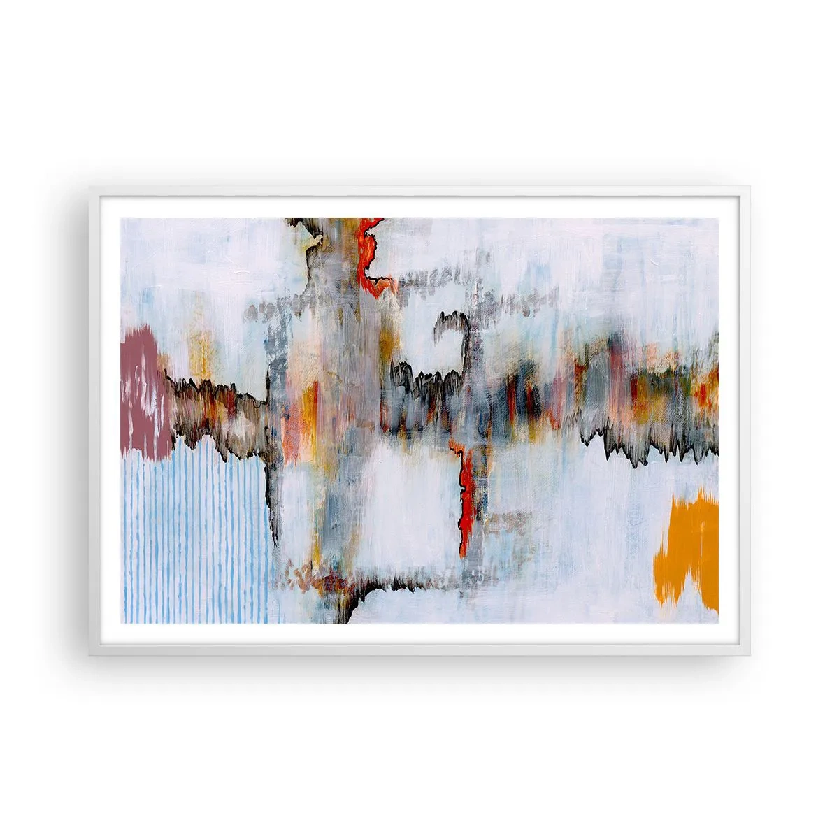 Poster în ramă albă - Cu bățul pe apă - 100x70 cm
