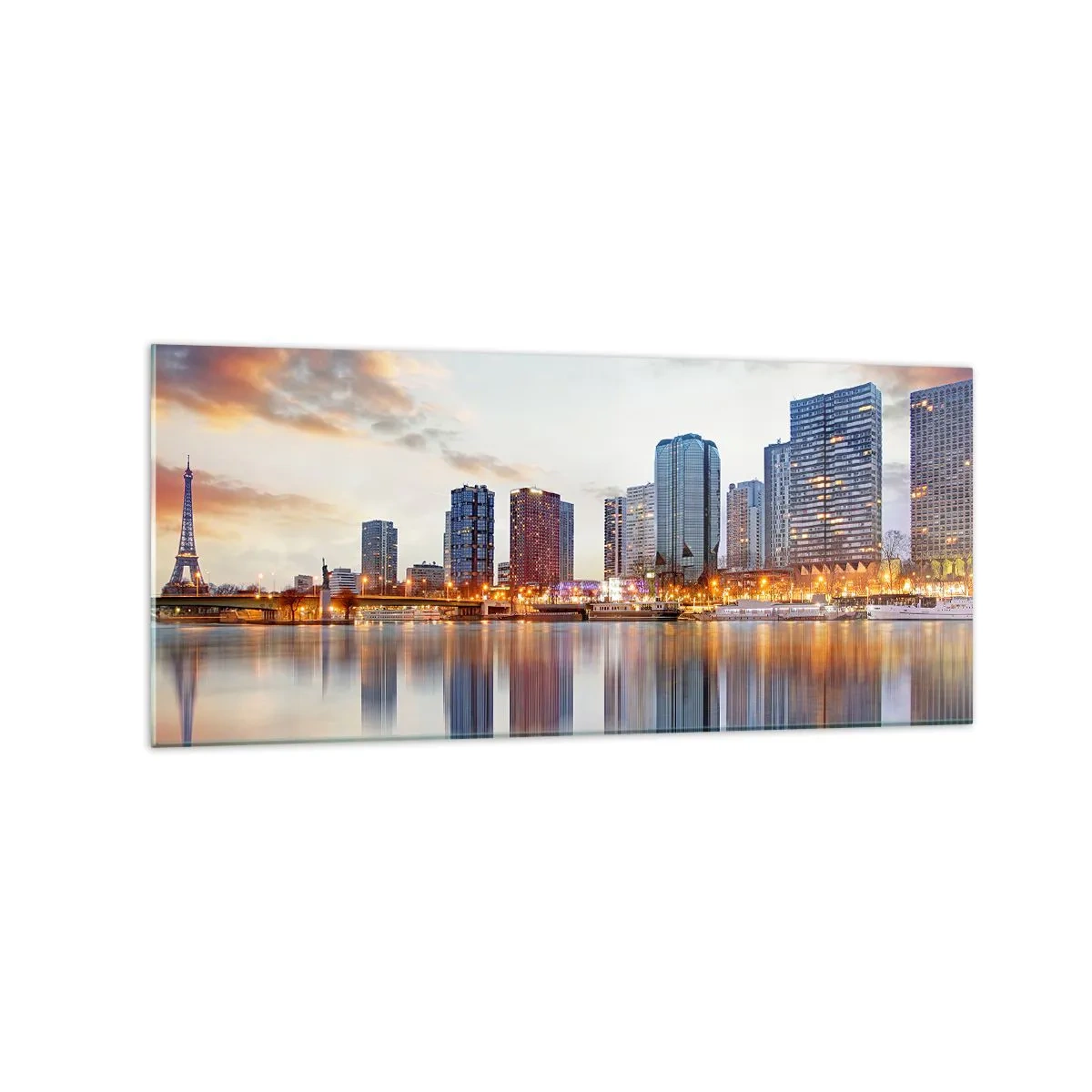 Tablou pe sticlă - Calmul monumental al Parisului - 120x50 cm