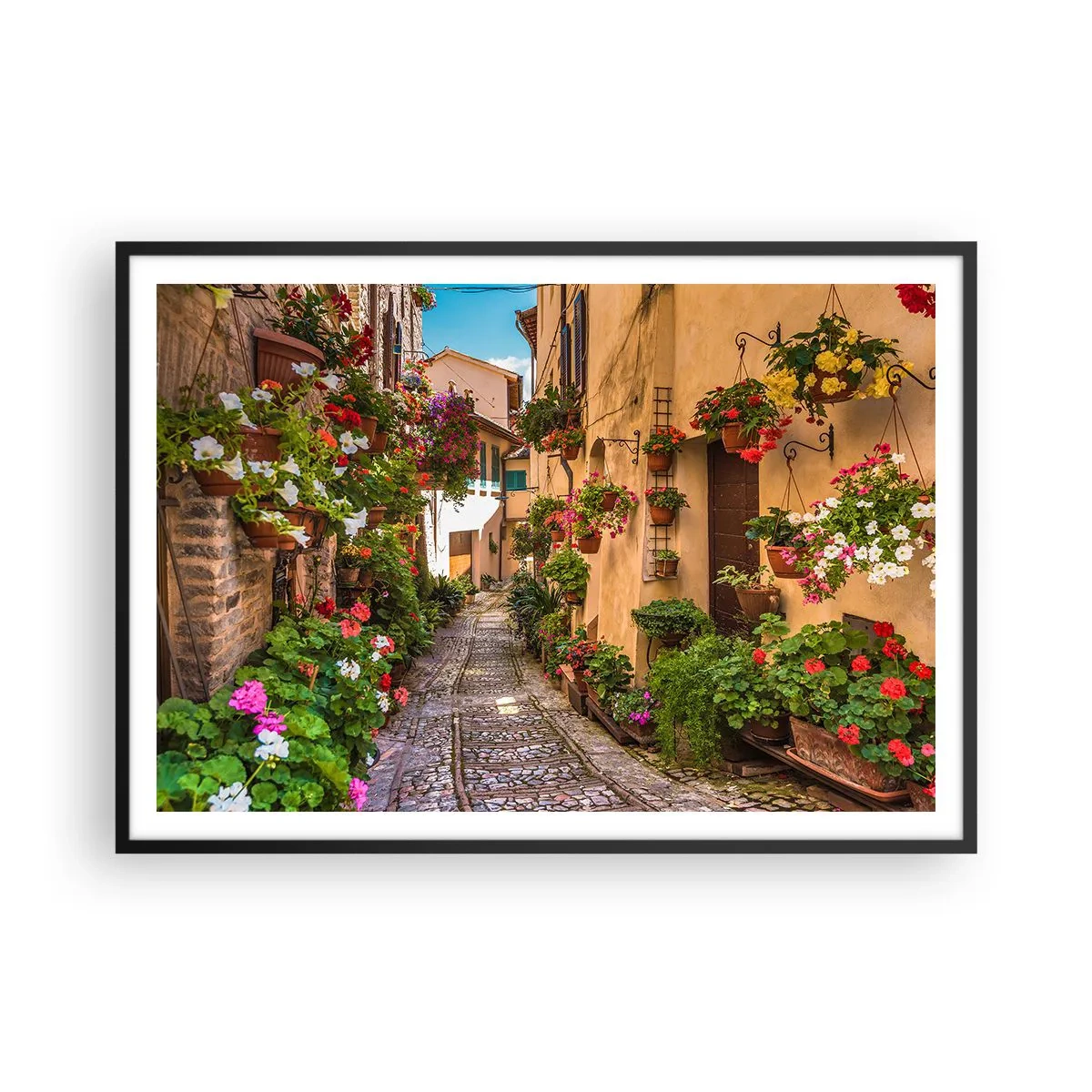 Poster în ramă neagră - Străduță italiană - 100x70 cm