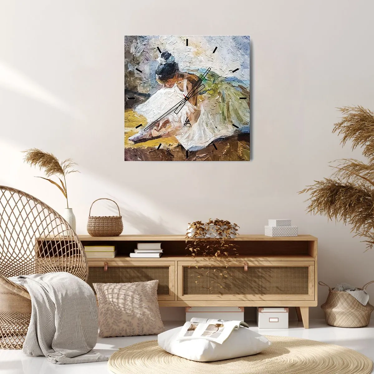 Ceas de perete - Ceas pe sticlă - Dintr-un tablou de Degas - 30x30 cm