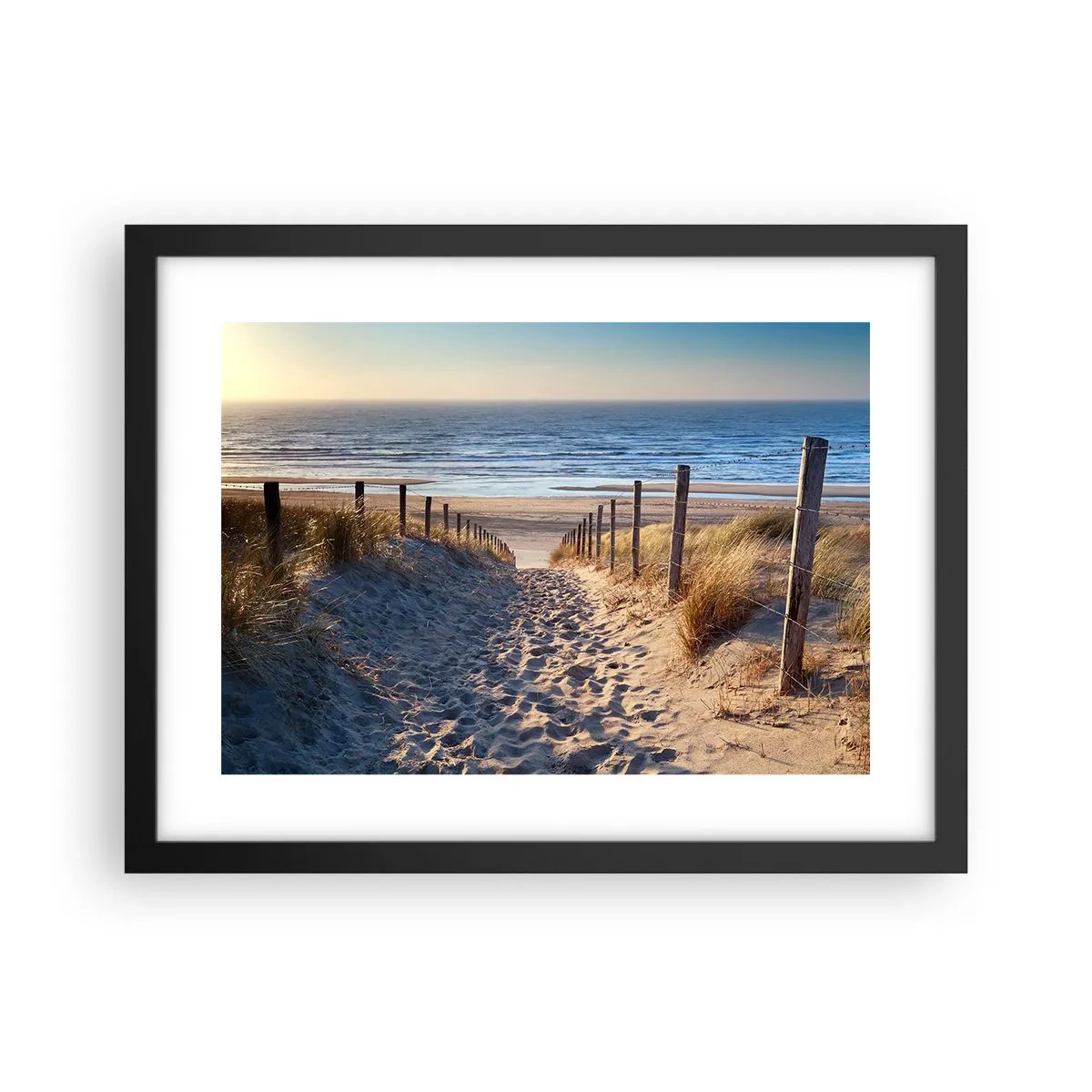Poster în ramă neagră - Zumzet de mare, o plajă sălbatică printre ierburi... - 40x30 cm