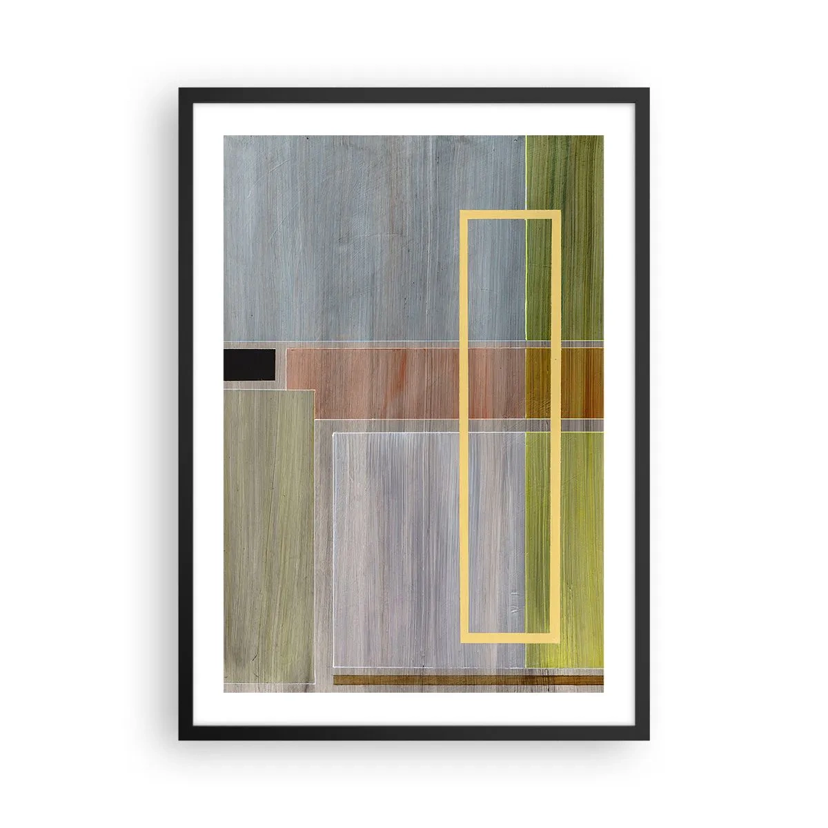 Poster în ramă neagră - Abstracție geometrică în culori discrete - 50x70cm - Drept și liniștit - Decorațiune modernă pentru perete pentru living și dormitor ARTTOR