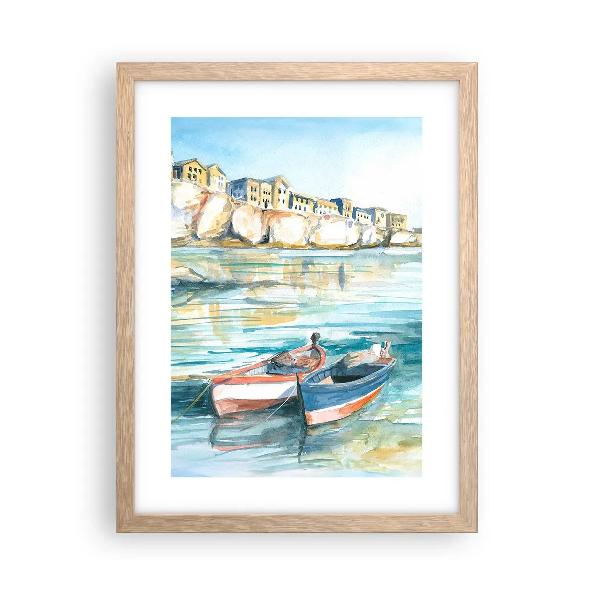 Poster în ramă de stejar deschis - Peisaj în azur - 30x40 cm