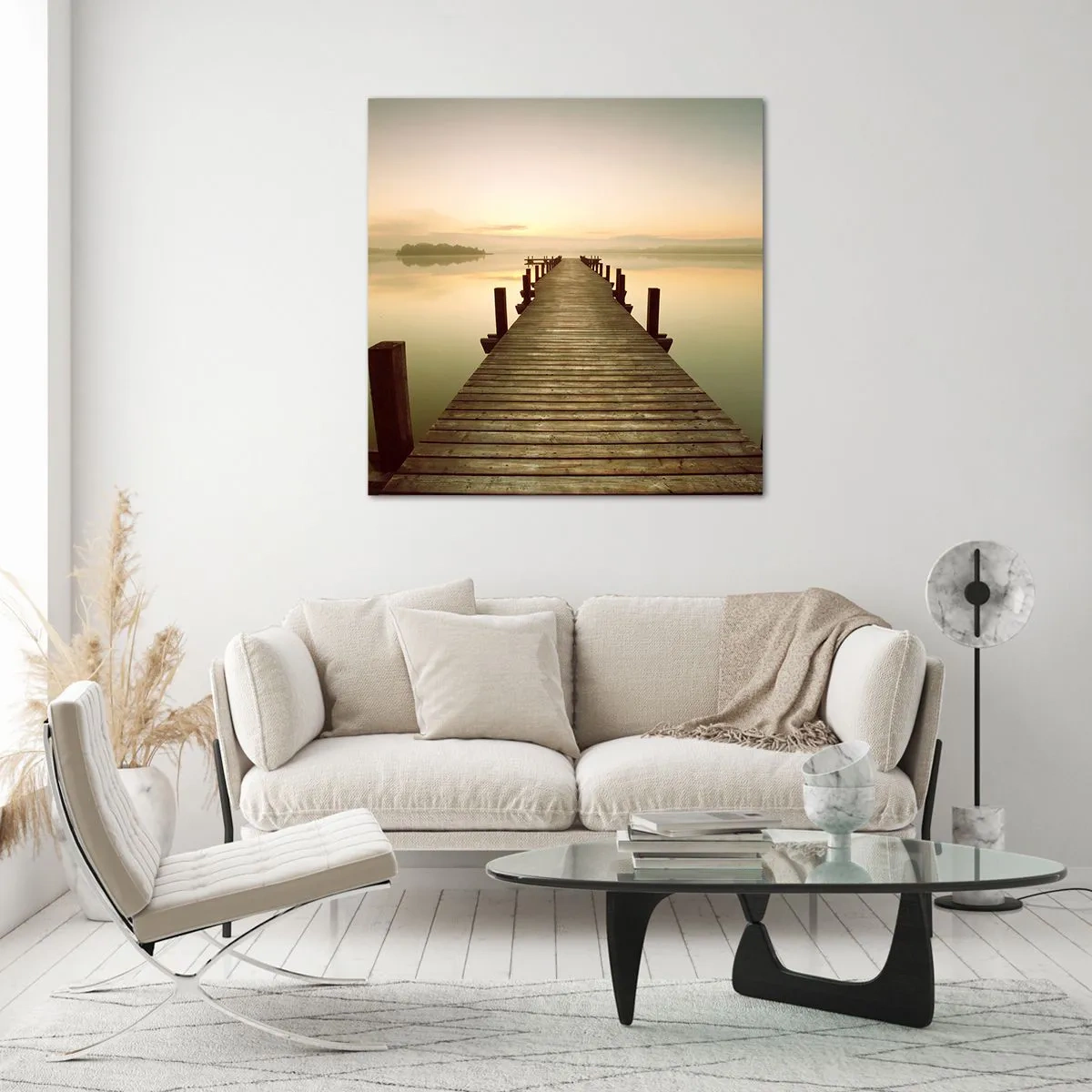 Tablou pe sticlă - Înainte de răsărit, zori, lumină - 60x60 cm