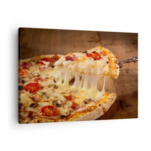 Tablou pe pânză Canvas - Pizza cu brânză filată - 70x50cm - O capodoperă a artei italiene - Decorațiune modernă pentru perete pentru living și dormitor ARTTOR