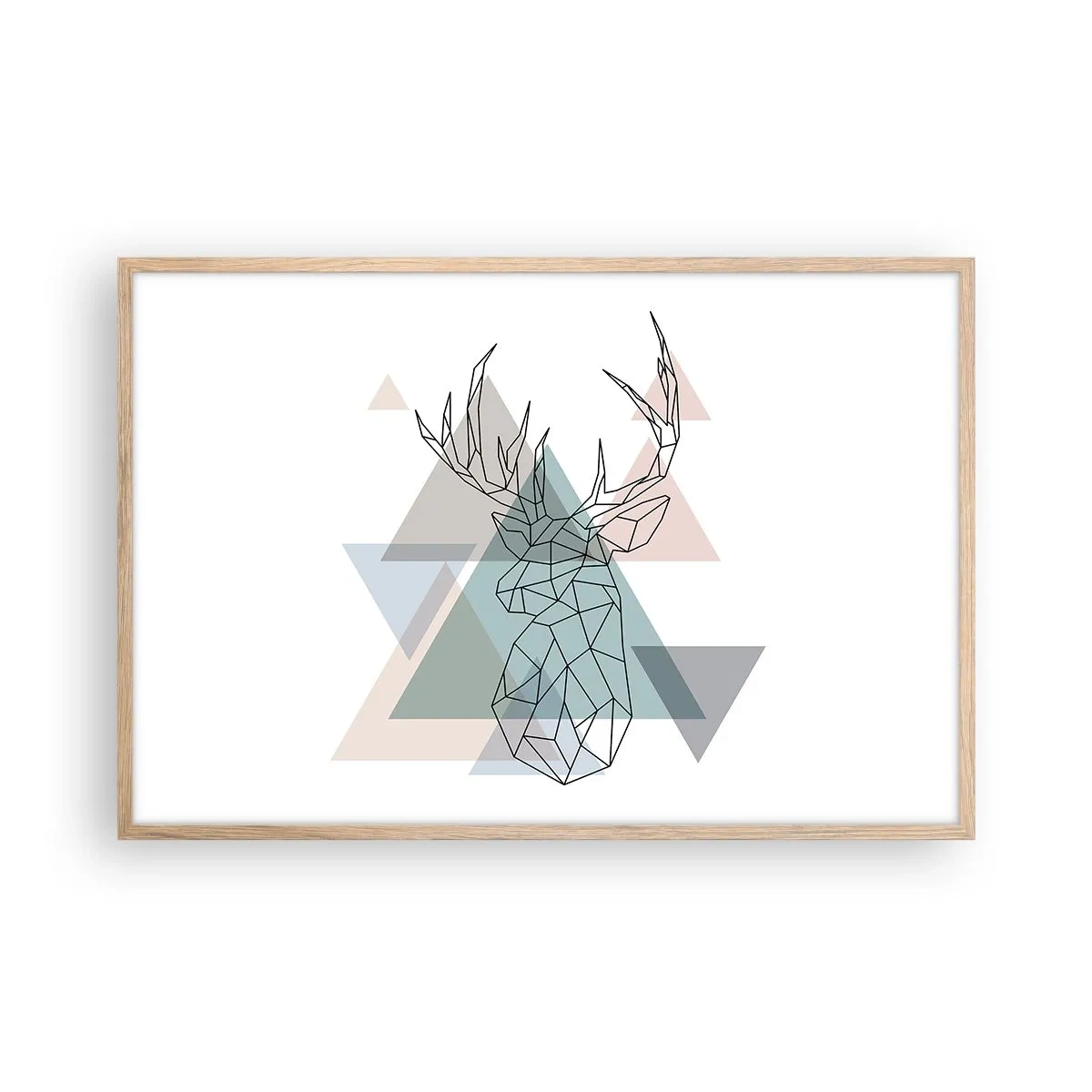 Poster în ramă de stejar deschis - Într-o pădure geometrică - 91x61 cm