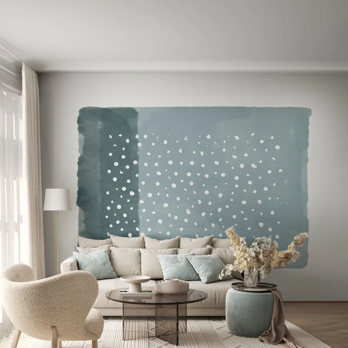 Tapet Premium Canvas - Crescute pe albastru - Abstracția, Bucată, Minimalism - 350x256 cm