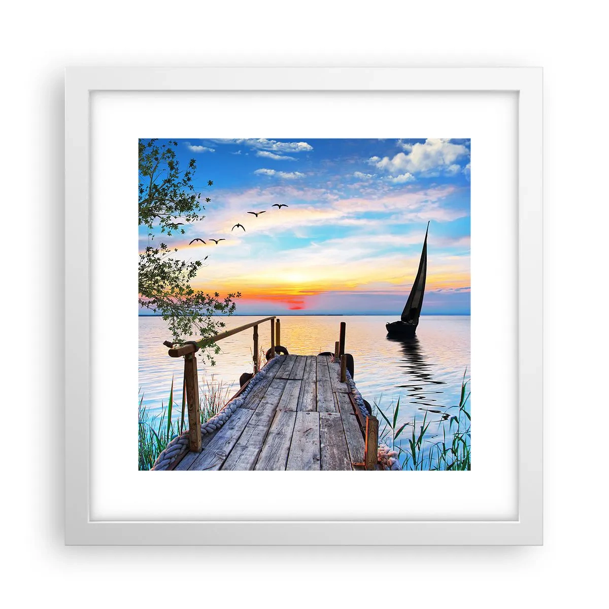 Poster în ramă albă - Bună seara - 30x30 cm