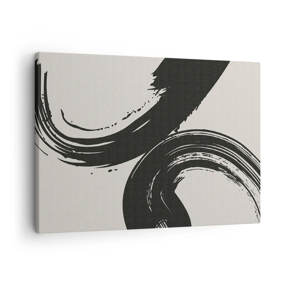 Tablou pe pânză Canvas - Pensule dinamice în negru pe un fundal deschis - 70x50cm - Tare și circular - Decorațiune modernă pentru perete pentru living și dormitor ARTTOR