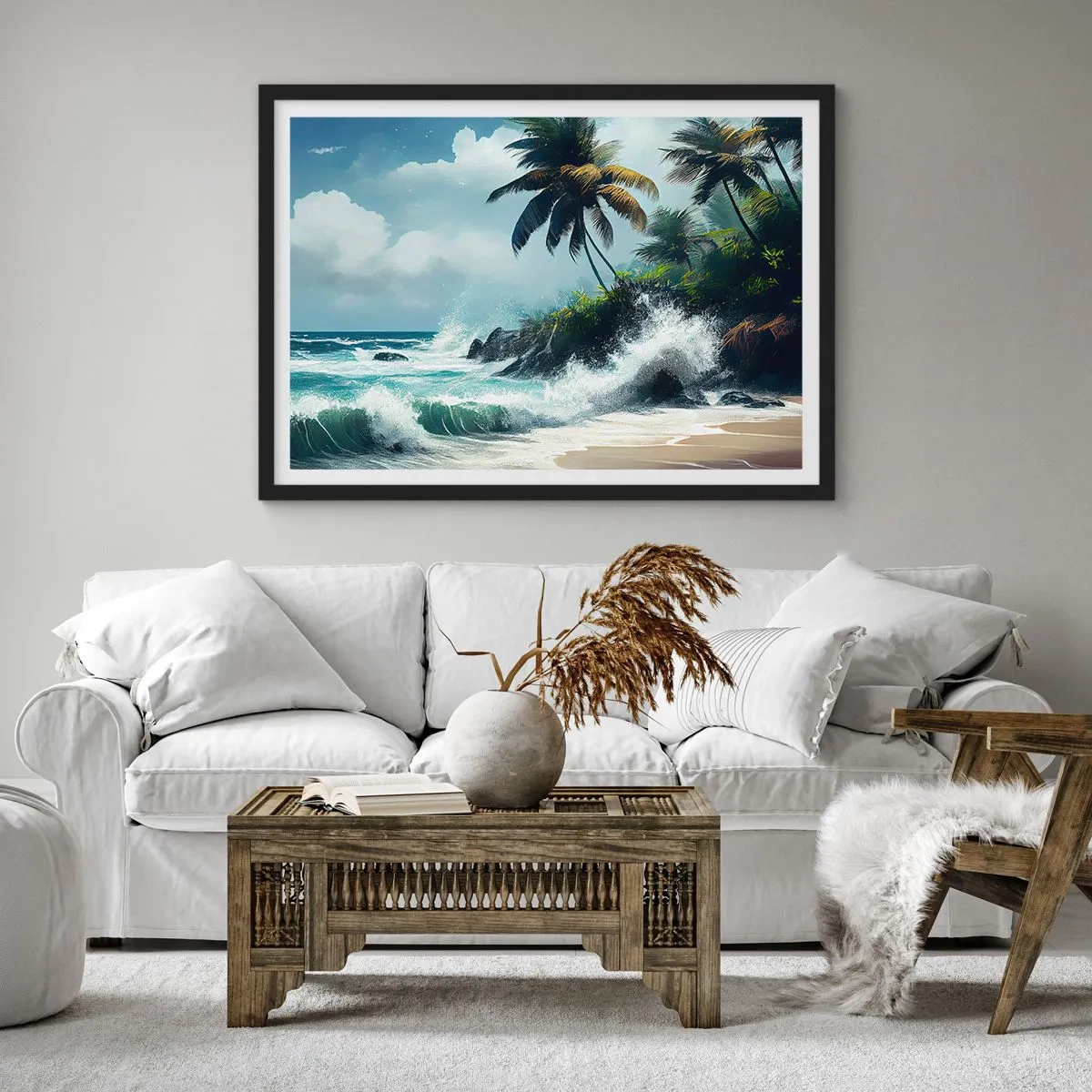 Poster în ramă neagră - Pe un țărm tropical - 70x50 cm