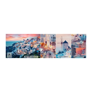 Mostră tapet Premium Canvas - Vacanța ta grecească - Peisaj, Grecia, Santorini - 100x30 cm