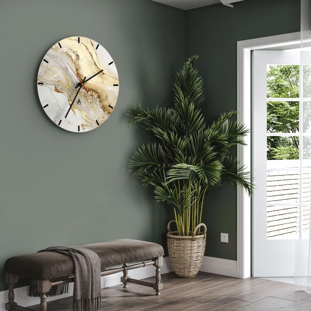 Ceas de perete - Ceas pe sticlă - Abstracție: frumusețe și bunătate - 40x40 cm