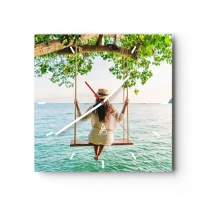 Ceas de perete - Ceas pe sticlă - Viața este frumoasă - 30x30 cm