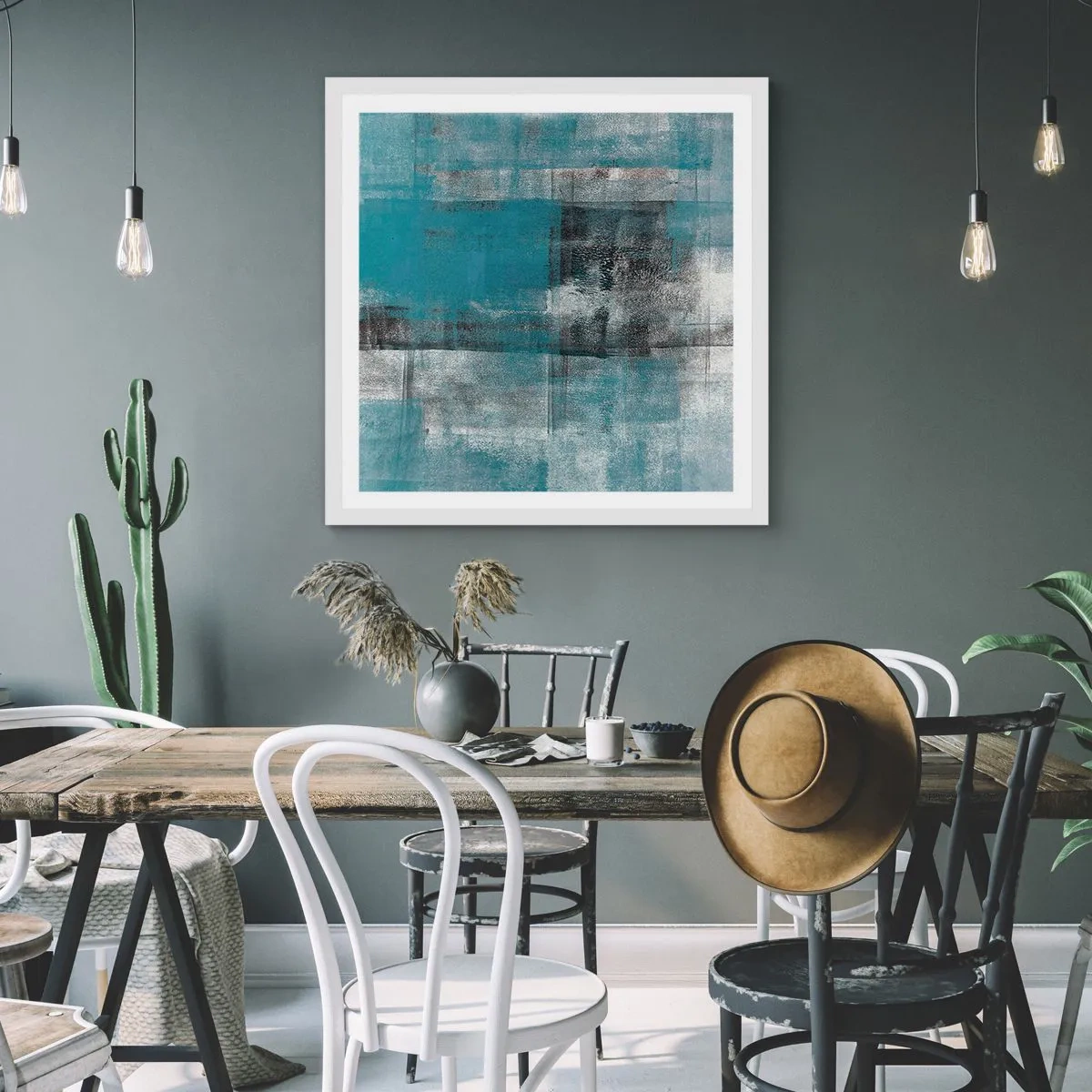 Poster în ramă albă - Apă și aer - 60x60 cm