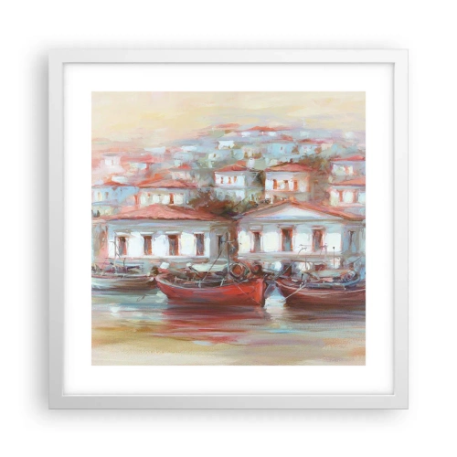 Poster în ramă albă - Orășel fericit - 40x40 cm