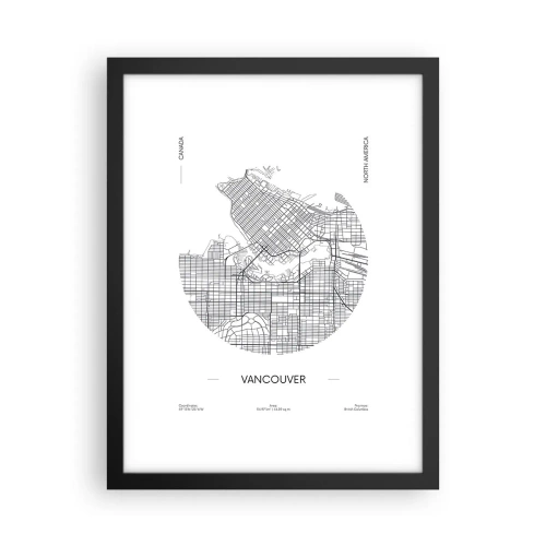 Poster în ramă neagră - Anatomia Vacouverului - 30x40 cm