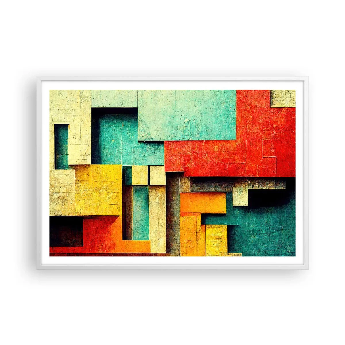 Poster în ramă albă - Festival de unghiuri drepte - 100x70 cm