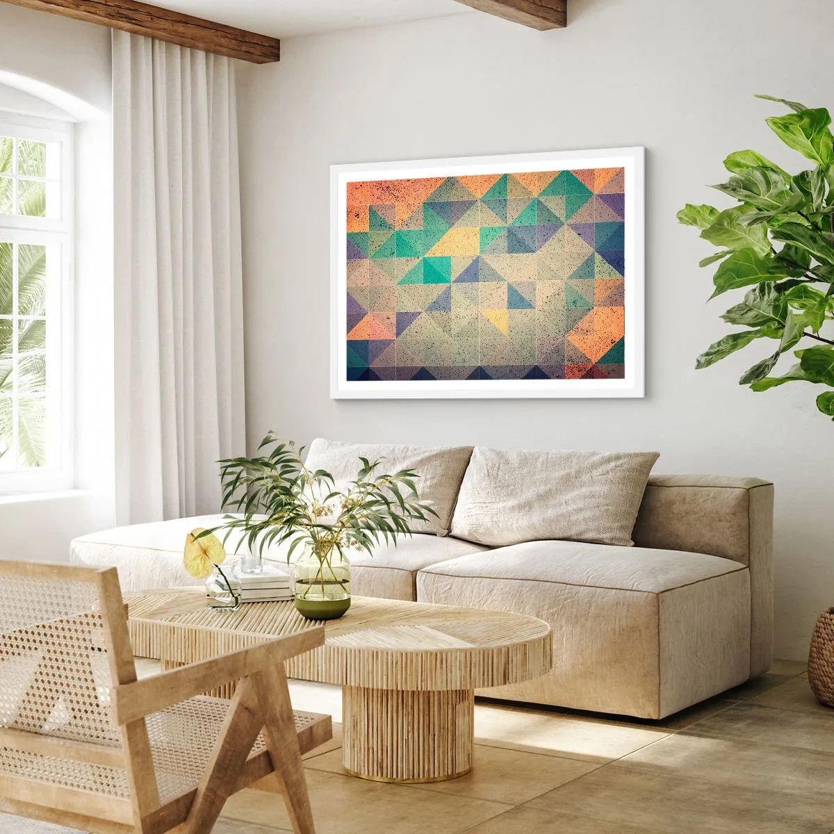 Poster în ramă albă - Republica triunghiurilor - 50x40 cm