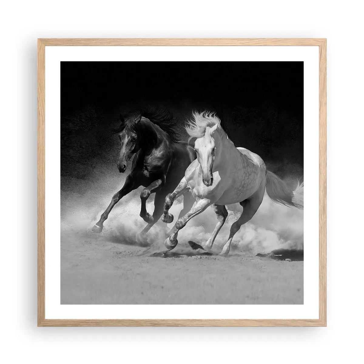 Poster în ramă de stejar deschis - Galopul libertății - 60x60 cm