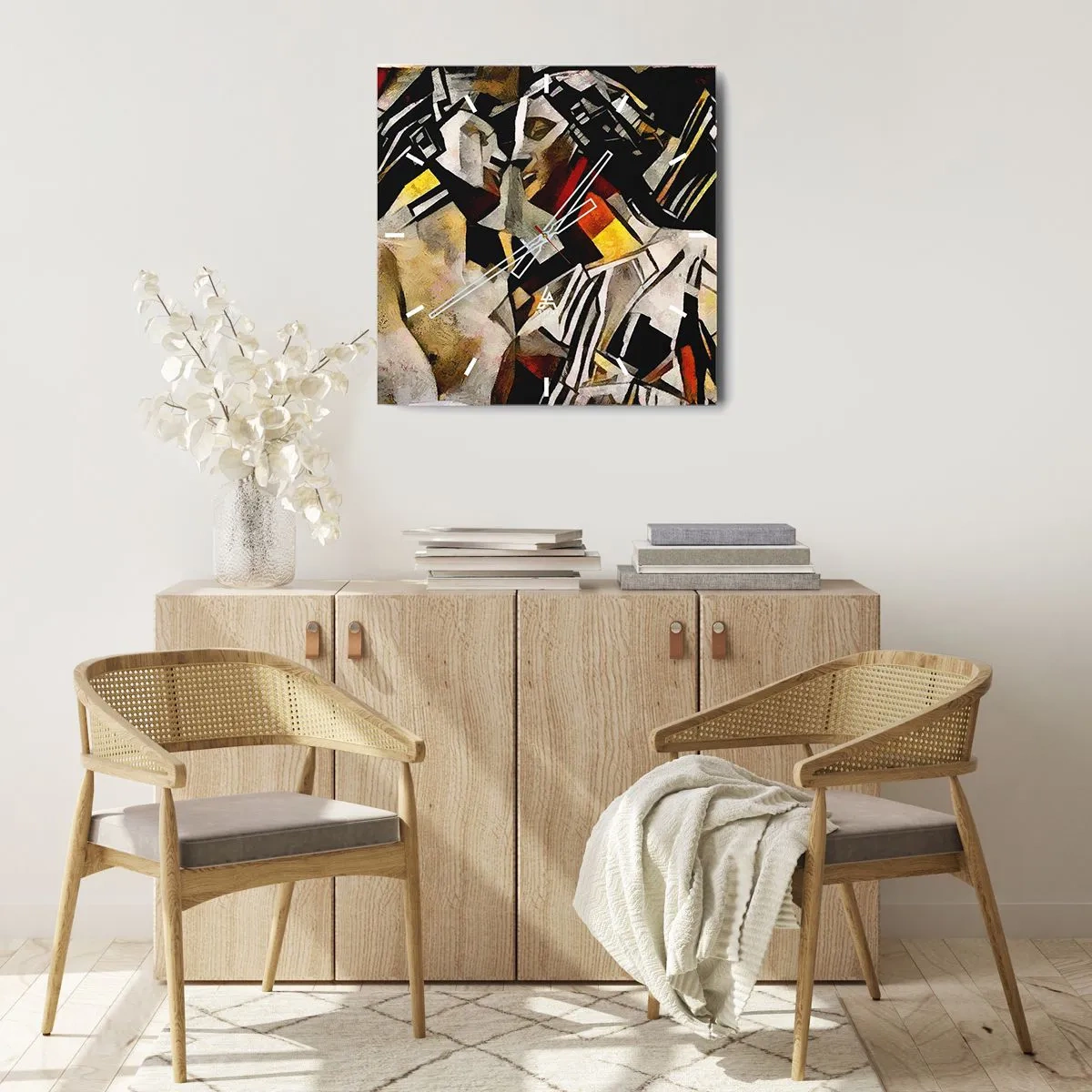 Ceas de perete - Ceas pe sticlă - Sărut statuar - 40x40 cm