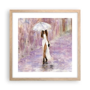 Poster în ramă de stejar deschis - În ploaia de liliac - 40x40 cm
