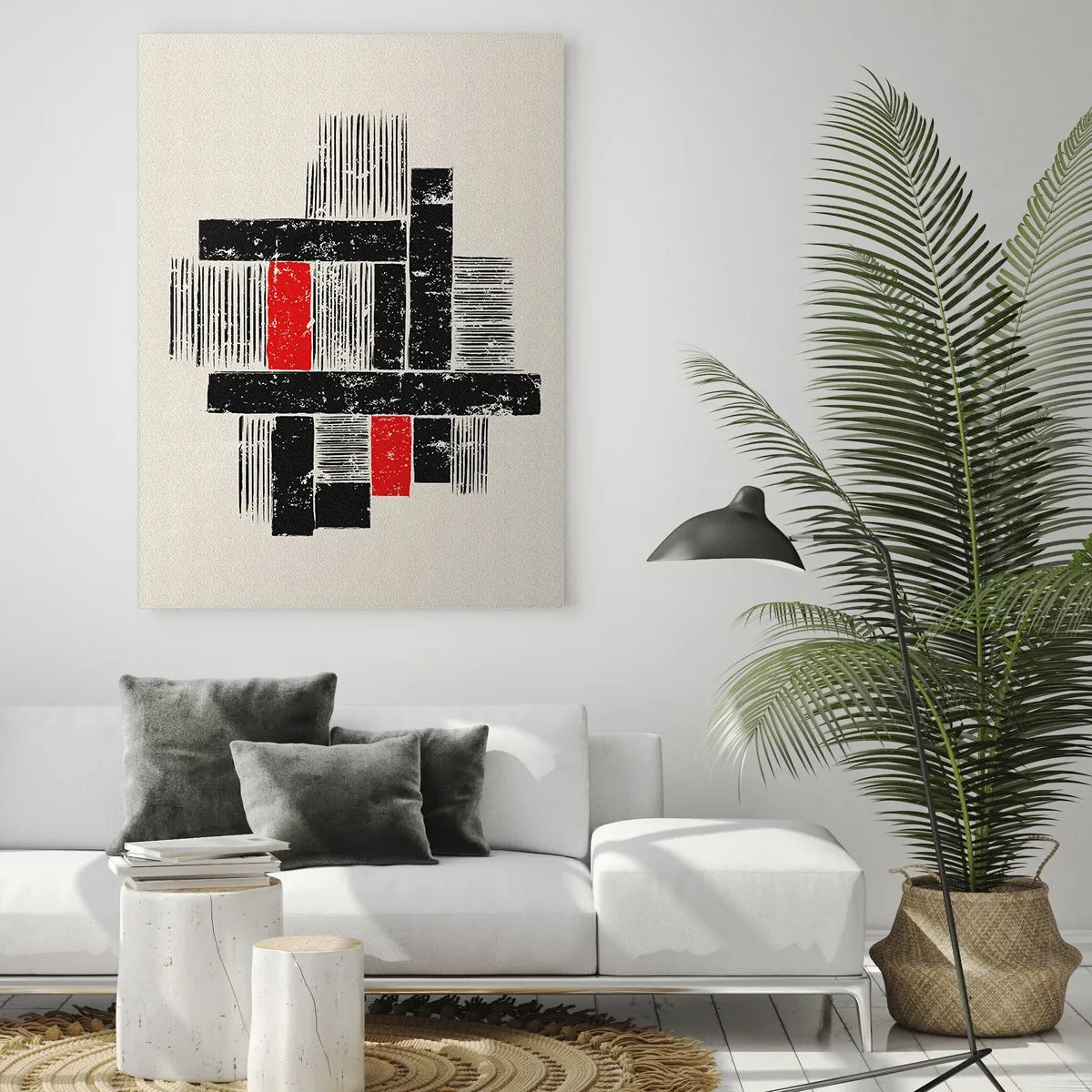 Tablou pe sticlă - Roșu și negru - 50x70 cm