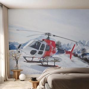 Tapet Premium Canvas - Întotdeauna gata - Elicopter, Peisaj, Alpi - 250x175 cm