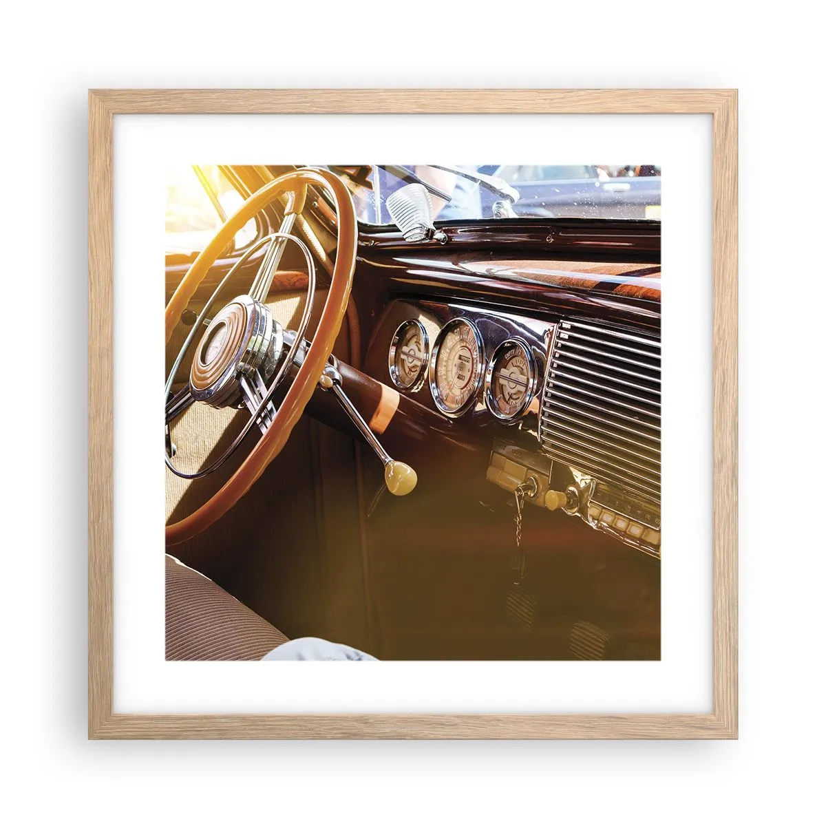 Poster în ramă de stejar deschis - O adiere de lux din trecut - 40x40 cm