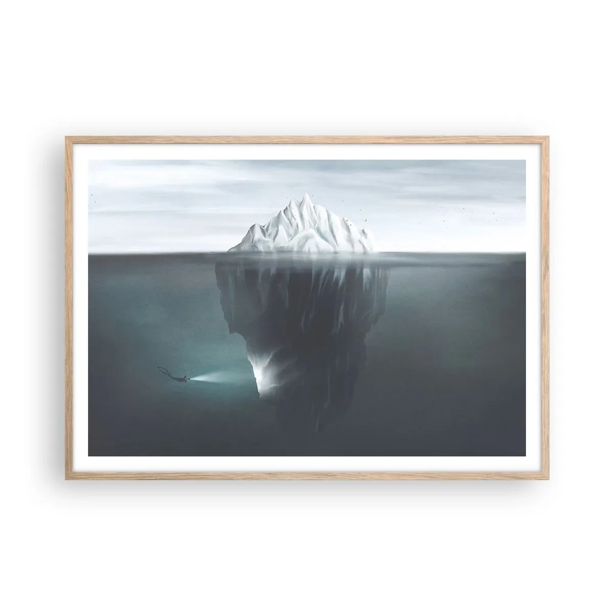 Poster în ramă de stejar deschis - Un mister subacvatic - 100x70 cm