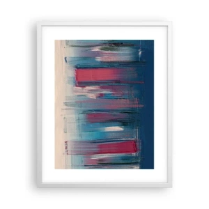 Poster în ramă albă - Compoziție verticală în albastru și roșu - 40x50 cm