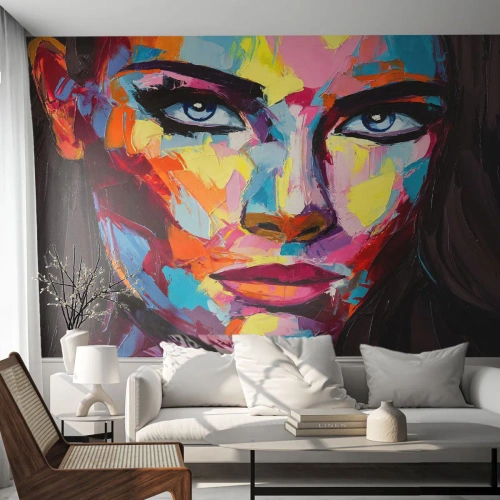 Fototapetă personalizată Premium Canvas - Un suflet plin de culoare - Portretul unei femei, Față, Bucată