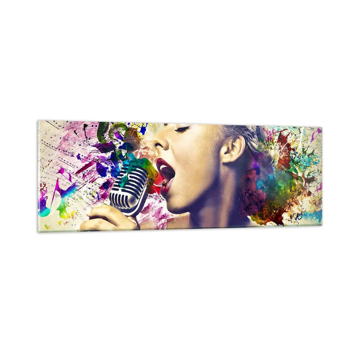Tablou pe sticlă - Pictează lumea cu vocea ta - 90x30 cm