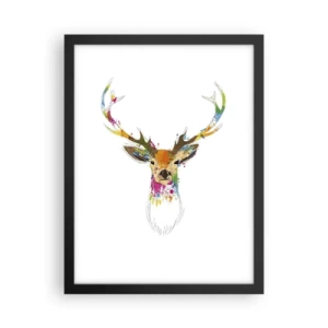 Poster în ramă neagră - Cerb blând scăldat în culoare - 30x40 cm