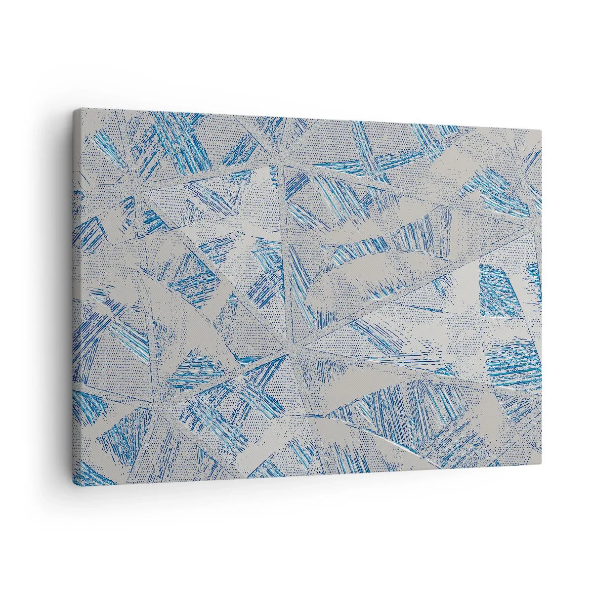 Tablou pe pânză Canvas - Modele geometrice în nuanțe de albastru și gri - 70x50cm - Într-un labirint de gri-albastru - Decorațiune modernă pentru perete pentru living și dormitor ARTTOR