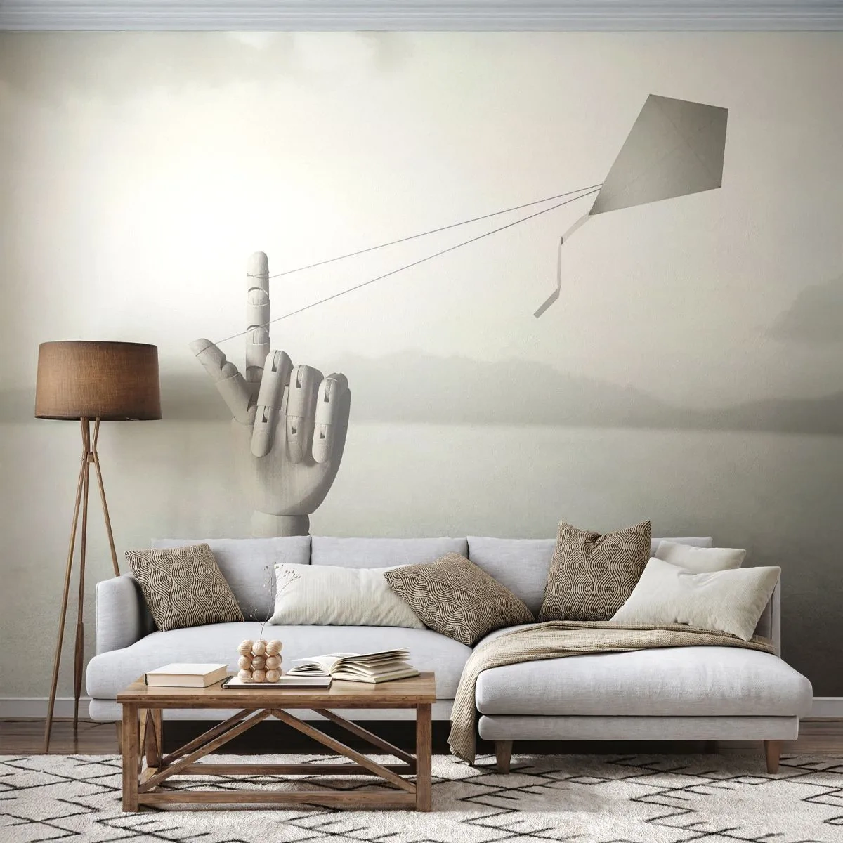 Tapet Premium Sand - Încercare de forță - Abstracția, Mână, Zmeu - 300x210 cm